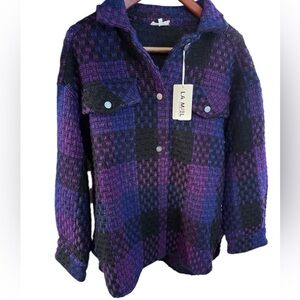 Giftable - NWT La Miel Purple & Black Tweed Shacket